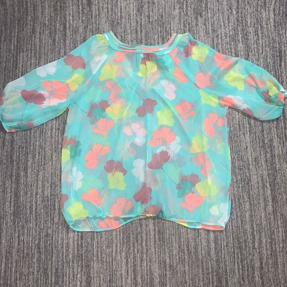 Lane Bryant Women's 22/24 Plus 3/4 Elastic Sleeve And Hem Colorful Top Spring - Picture 6 of 7